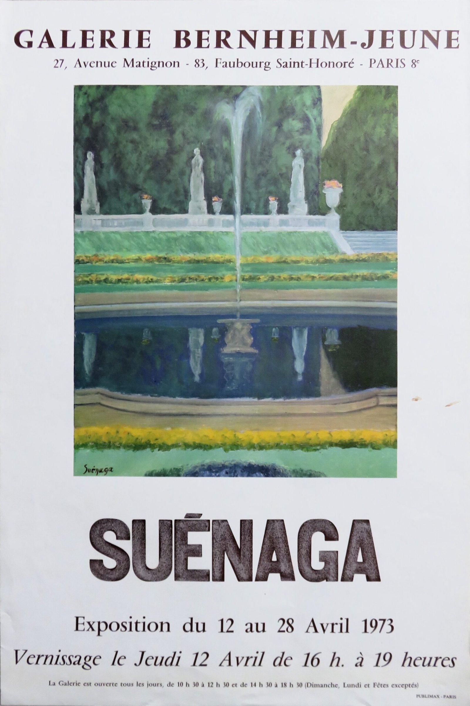 Affiche de l’exposition Taneo Suénaga à la galerie Bernheim-Jeune, Paris (12 au 28 avril 1973)