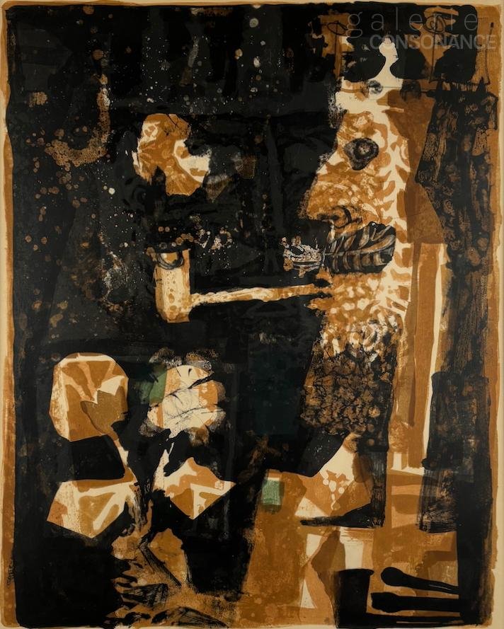 Portrait « Roi au fond noir » d’Antoni Clavé (1913-2005), lithographie sur papier vélin, 1956, 76 x 56,5 cm.