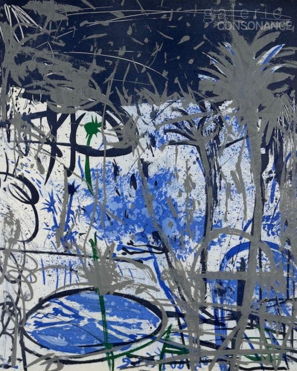 Gravure « Paysage de la petite Afrique » de Louis Cane (1943-2024), eau-forte sur papier vélin, réalisée en 1987, 76 x 56,5 cm.